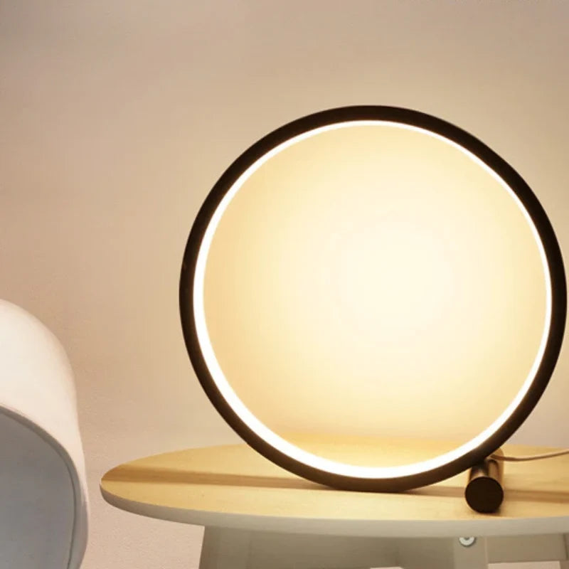 Bedside Lamps Dimmable LED Ring Design Aluminium with Two Light Colours 6