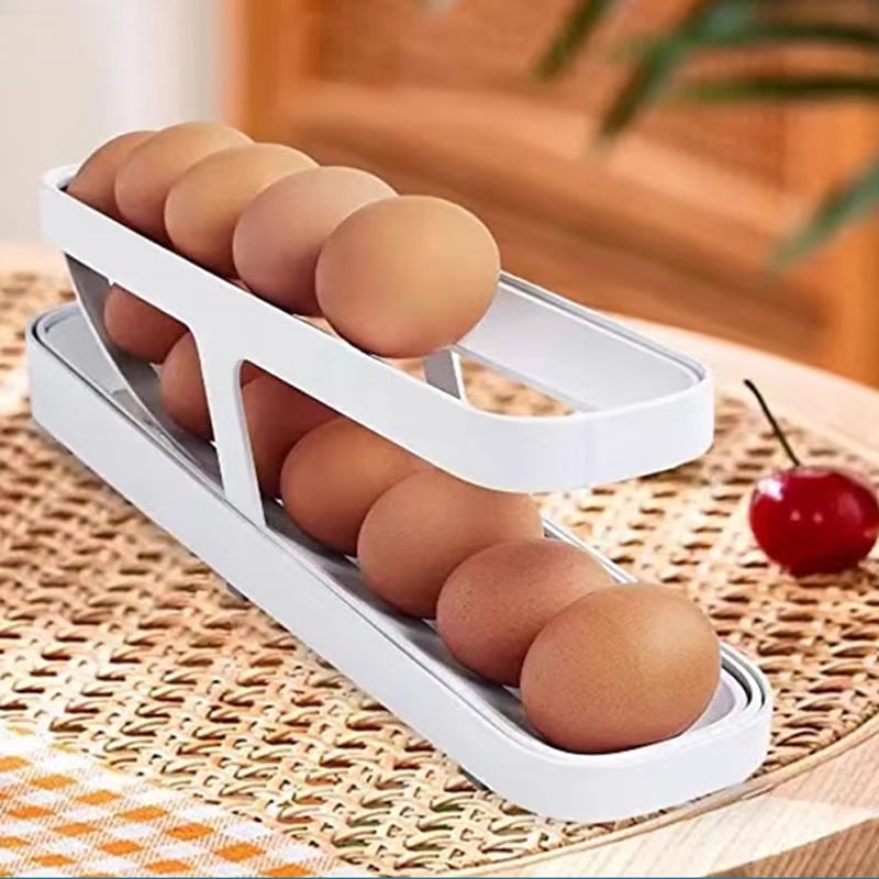 Rolling Egg Dispenser Double-Layer Gravity-Fed with Anti-Slip Base 6