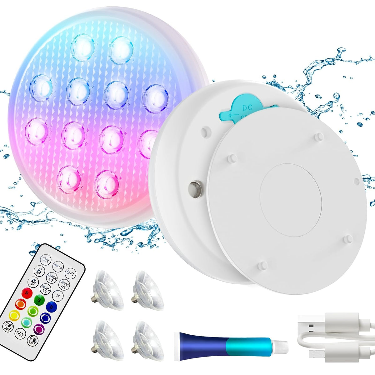 Submersible LED Lights Rechargeable Waterproof IP68 with Remote Control 7