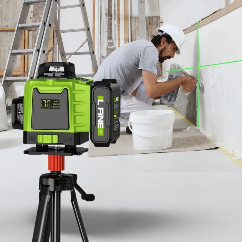 16-Line 4D Laser Level | 360° Horizontal & Vertical Coverage with Bluetooth App Control | 4800mAh Battery, IP54 Rated