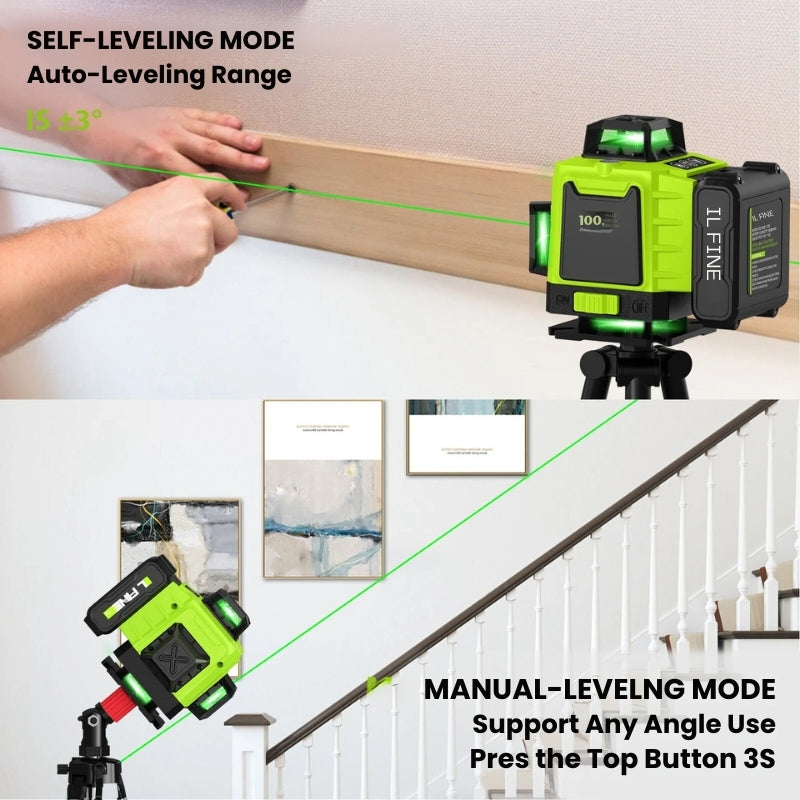 16-Line 4D Laser Level | 360° Horizontal & Vertical Coverage with Bluetooth App Control | 4800mAh Battery, IP54 Rated