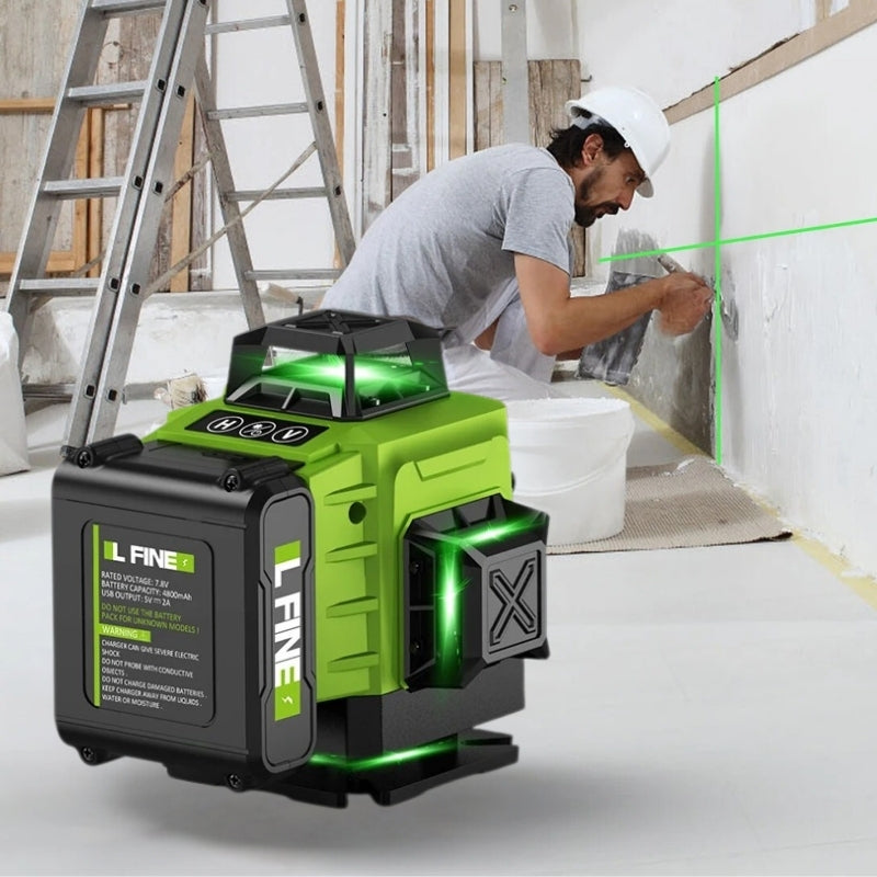 16-Line 4D Laser Level | 360° Horizontal & Vertical Coverage with Bluetooth App Control | 4800mAh Battery, IP54 Rated