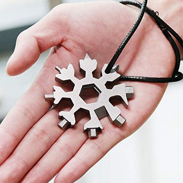 18-in-1 Multi-Tool Keychain Stainless Steel | Snowflake Design with Screwdrivers & Wrenches | Compact Pocket Repair Tool