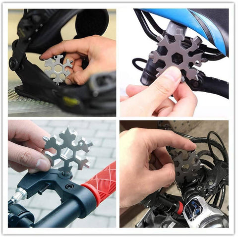 18-in-1 Multi-Tool Keychain Stainless Steel | Snowflake Design with Screwdrivers & Wrenches | Compact Pocket Repair Tool