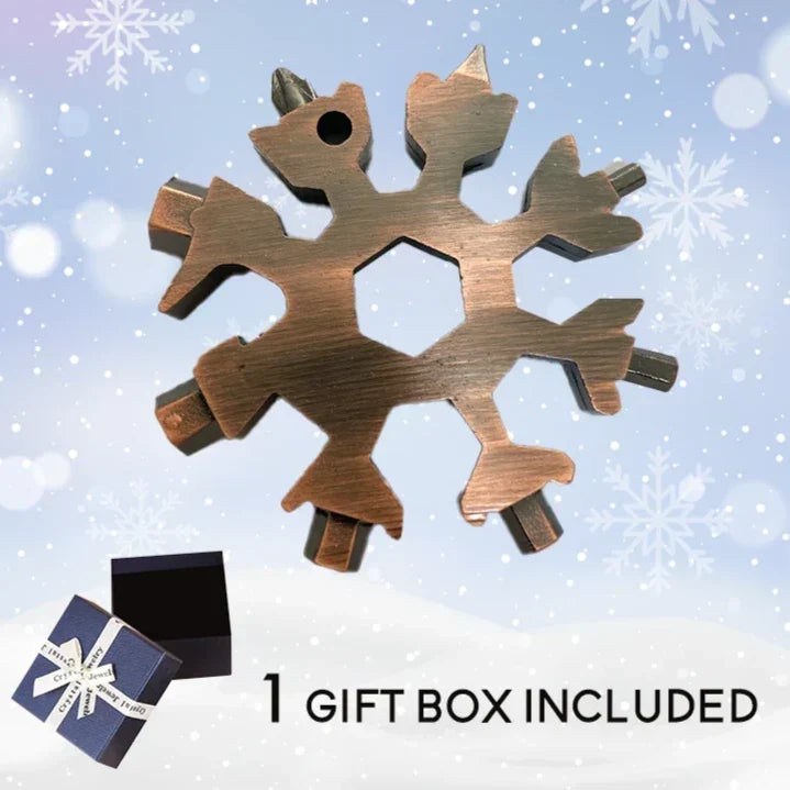 18-in-1 Multi-Tool Keychain Stainless Steel | Snowflake Design with Screwdrivers & Wrenches | Compact Pocket Repair Tool