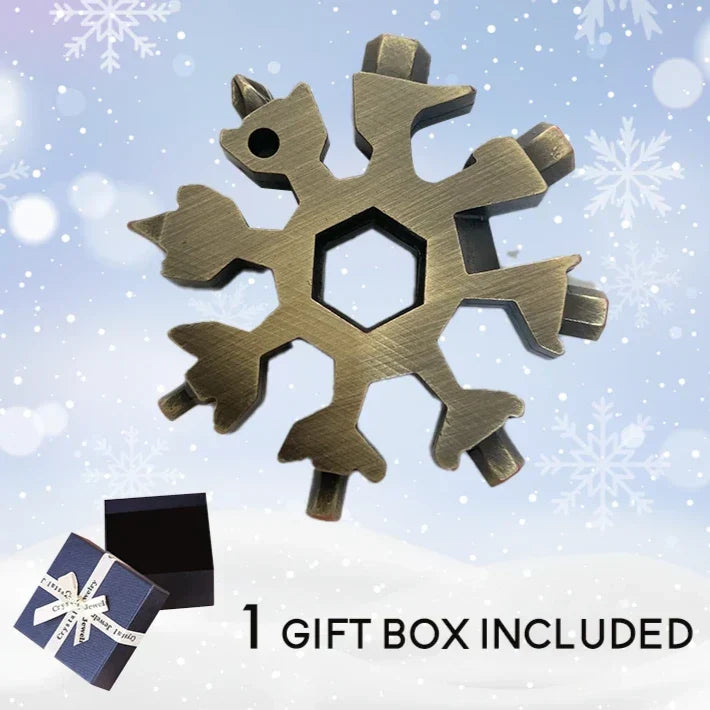 18-in-1 Multi-Tool Keychain Stainless Steel | Snowflake Design with Screwdrivers & Wrenches | Compact Pocket Repair Tool
