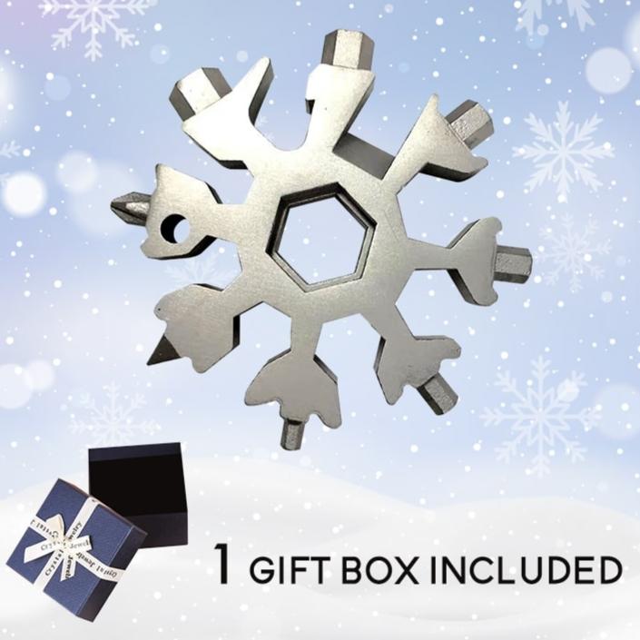 18-in-1 Multi-Tool Keychain Stainless Steel | Snowflake Design with Screwdrivers & Wrenches | Compact Pocket Repair Tool