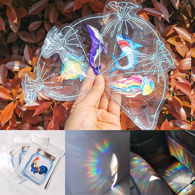 Rainbow Glass Window Stickers for Christmas Decor | 10-Piece Static Cling Pack, Anti-Collision | PVC Material, No Glue Needed 3