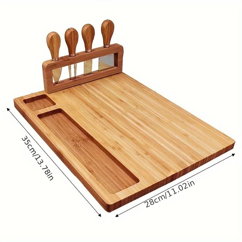 Bamboo Cheese Board Multi-Purpose Flat Lightweight with Serving Tray 5