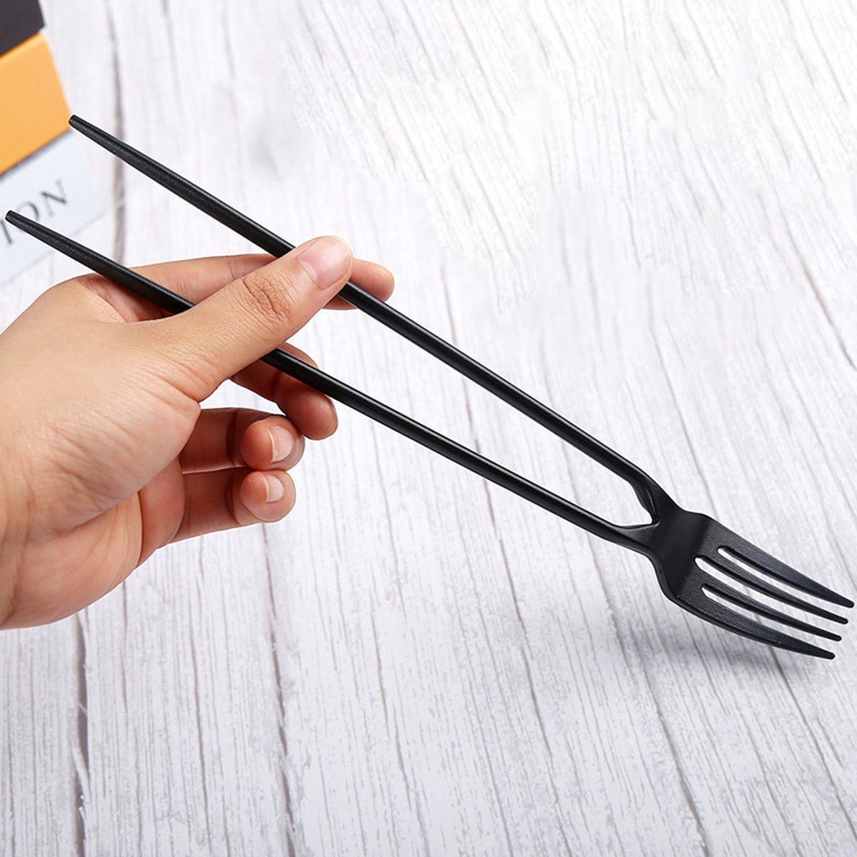 2-in-1 Fork Set Plastic Reusable Chopsticks Combo with Ergonomic Handle