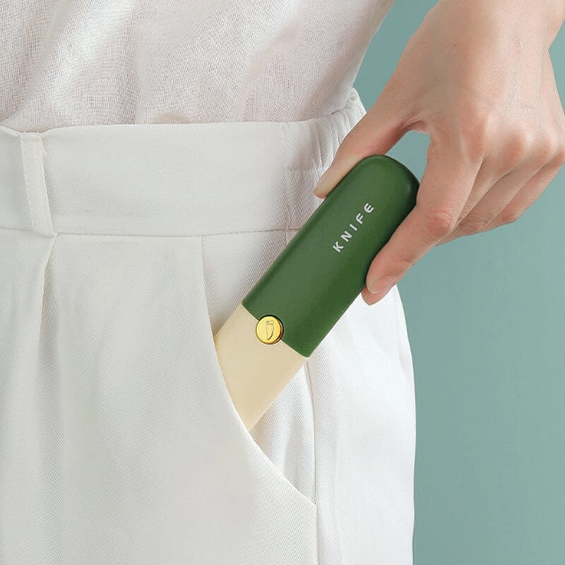 2-in-1 Peeler Cutter Stainless Steel Blade with Protective Sheath | Compact Kitchen Tool | Green, Orange, Grey