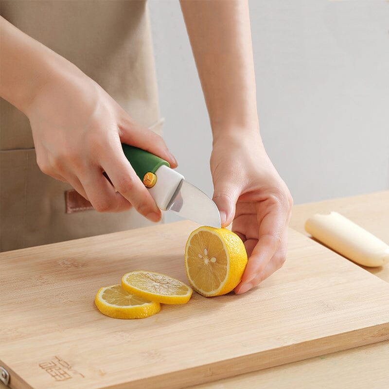 2-in-1 Peeler Cutter Stainless Steel Blade with Protective Sheath | Compact Kitchen Tool | Green, Orange, Grey