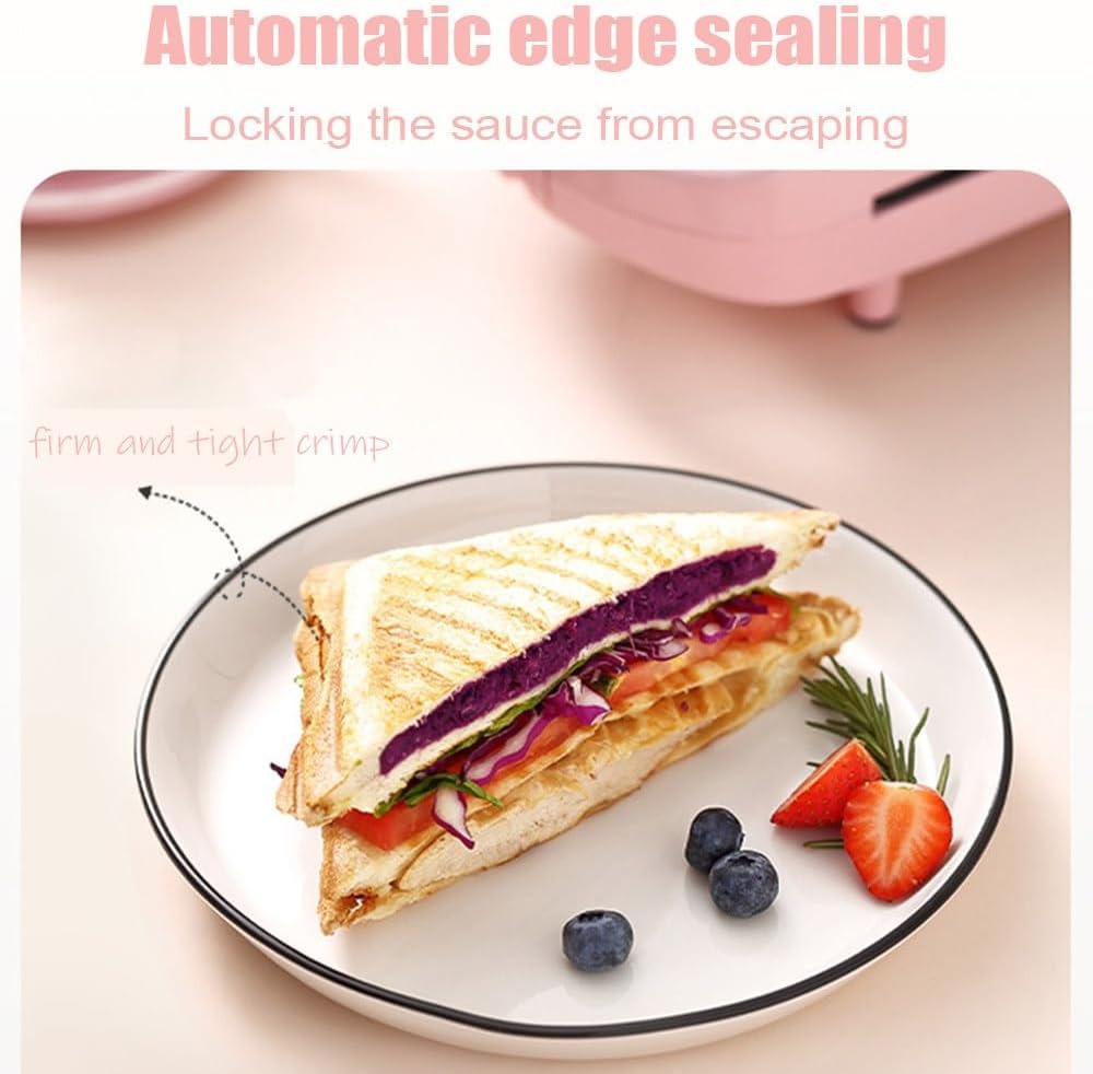 2-in-1 Sandwich Maker & Toaster | Non-Stick Auto-Sealing Plates | Compact Panini Press for Fast Breakfasts & Snacks