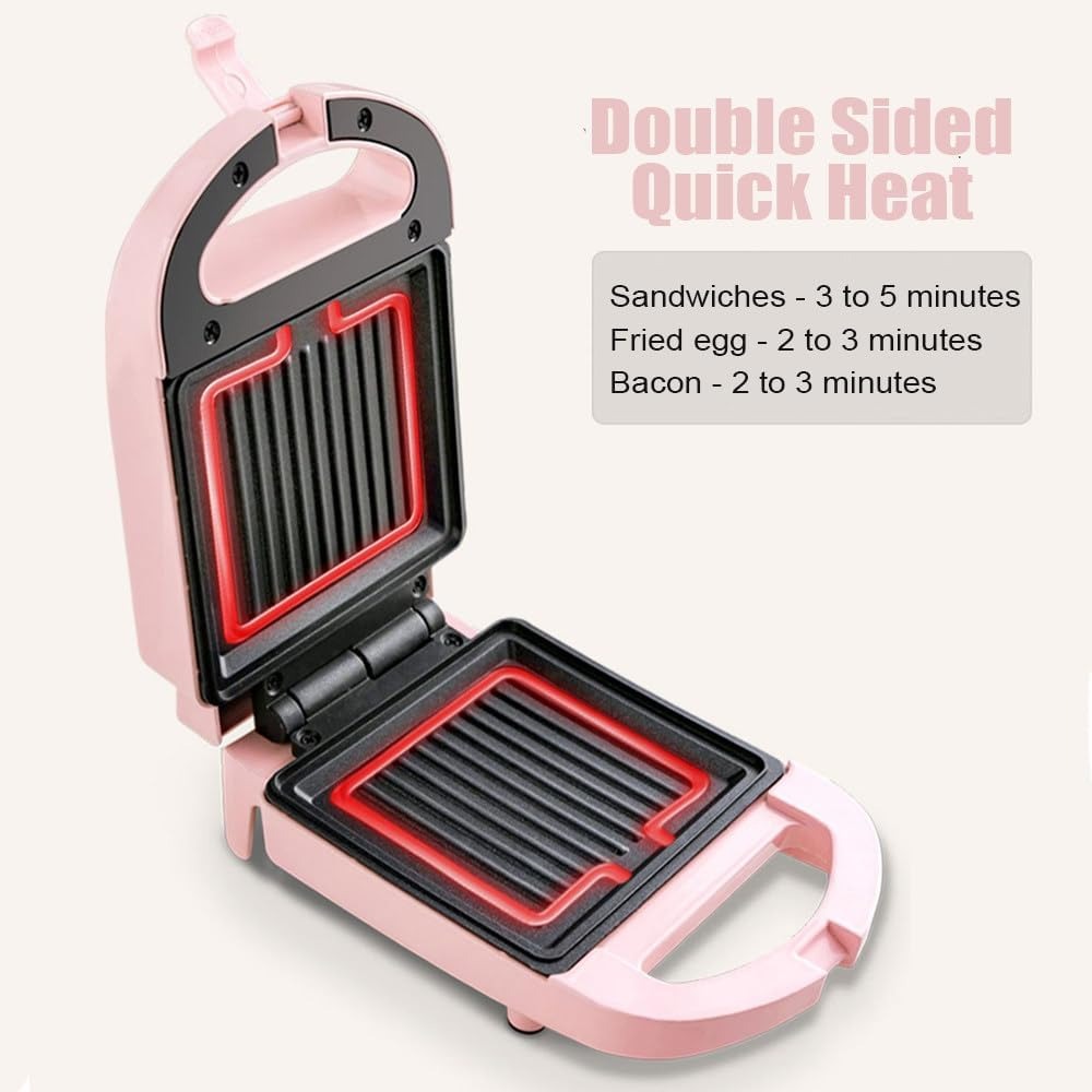 2-in-1 Sandwich Maker & Toaster | Non-Stick Auto-Sealing Plates | Compact Panini Press for Fast Breakfasts & Snacks