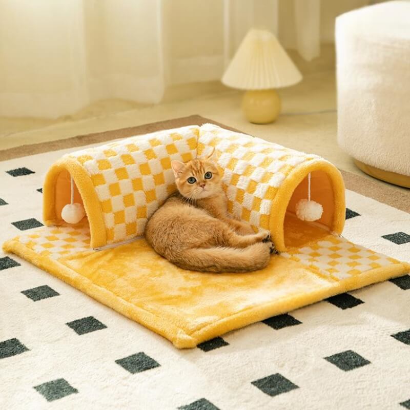 Cat Tunnel Bed Polyester-Cotton | 2-in-1 Tunnel and Bed Design | Machine-Washable Cover for Easy Cleaning and Maintenance 9