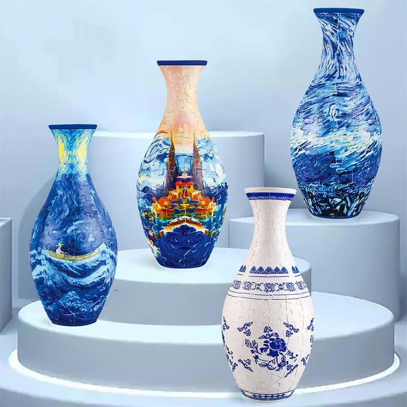 3D Puzzle Vase Plastic | Build-Your-Own Design with Castle, Waves and Boat Pattern | Hands-On Puzzle Home Decor Gift 20