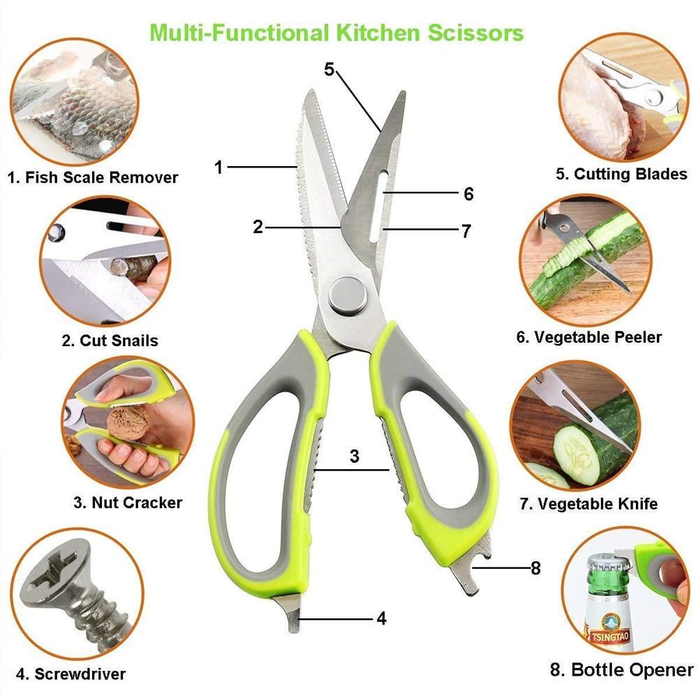 8-in-1 Kitchen Scissors Stainless Steel | Detachable Blades, Magnetic Sheath | Cuts, Cracks Nuts, Opens Bottles 5
