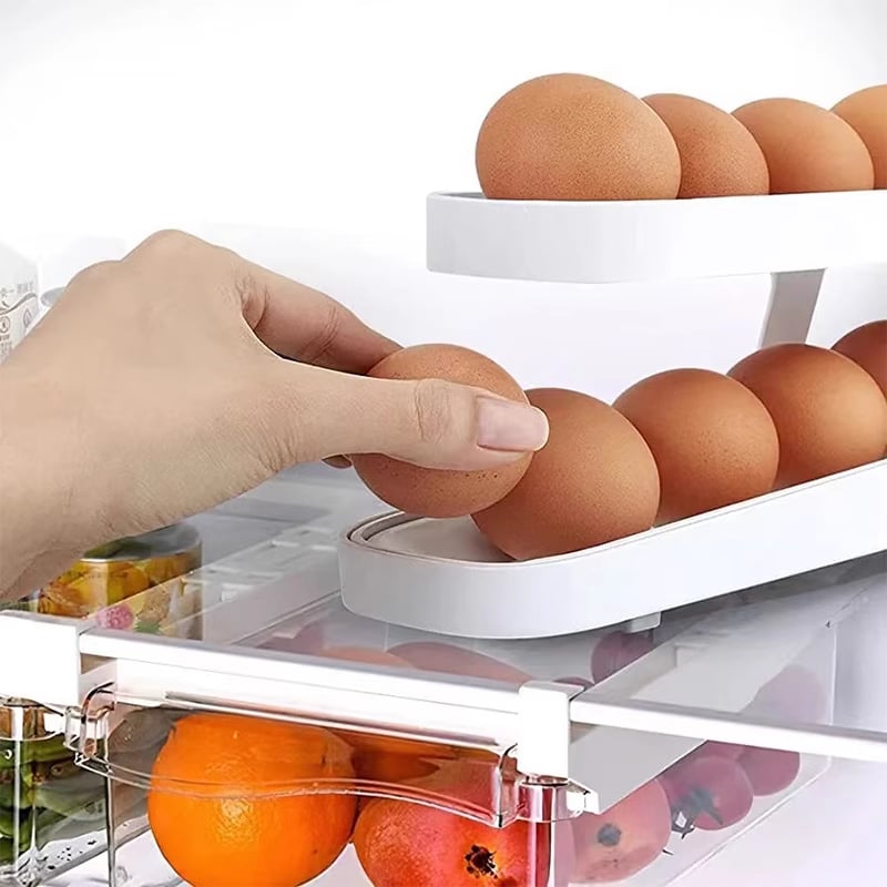 Rolling Egg Dispenser Double-Layer Gravity-Fed with Anti-Slip Base 4
