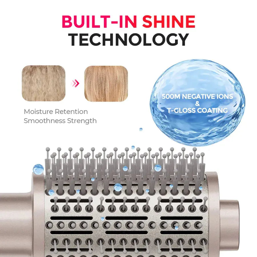 3-in-1 Hot Air Styling Brush | 1100W Motor, 500M Negative Ions | Dries, Smooths & Boosts Volume in One Fast Step