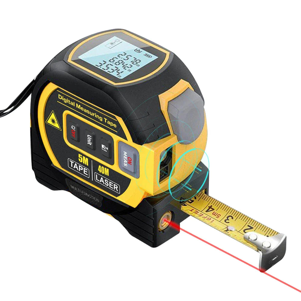 3-in-1 Laser Rangefinder | 40m Digital Laser & 5m Tape Measure Tool