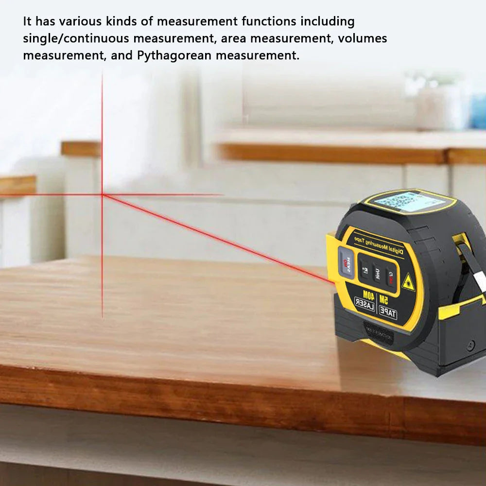 3-in-1 Laser Rangefinder | 40m Digital Laser & 5m Tape Measure Tool