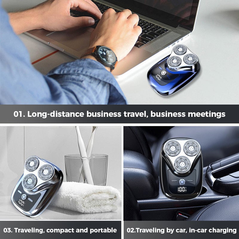 3-in-1 Shaver Rechargeable Waterproof Portable with Self-Sharpening Blades