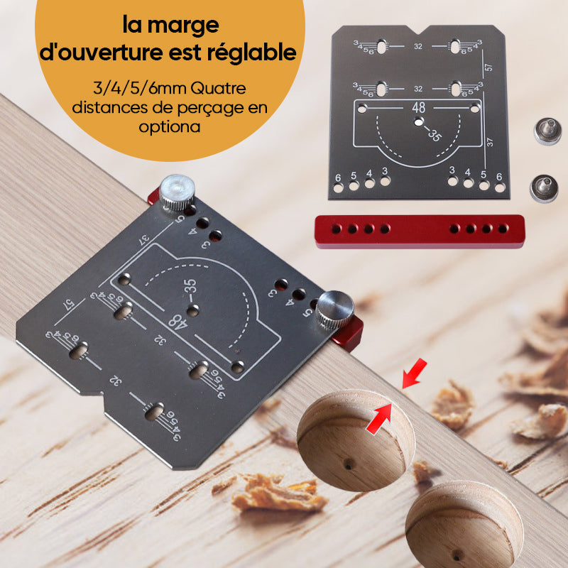 35mm Hinge Drilling Template Aluminium Alloy | Adjustable 3mm-6mm Offset Scale | Precision Cabinet Door Hinge Hole Guide