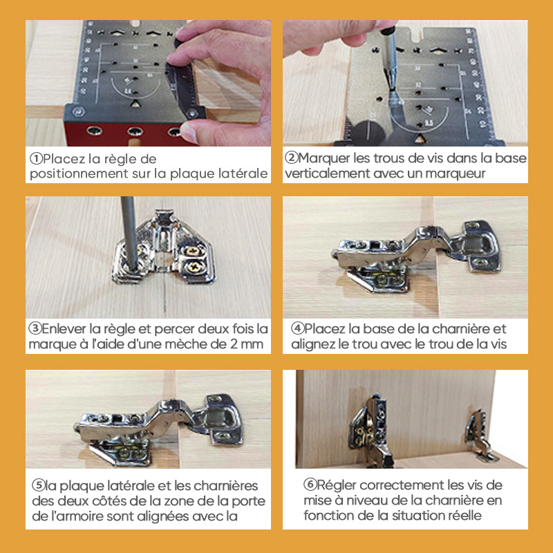35mm Hinge Drilling Template Aluminium Alloy | Adjustable 3mm-6mm Offset Scale | Precision Cabinet Door Hinge Hole Guide