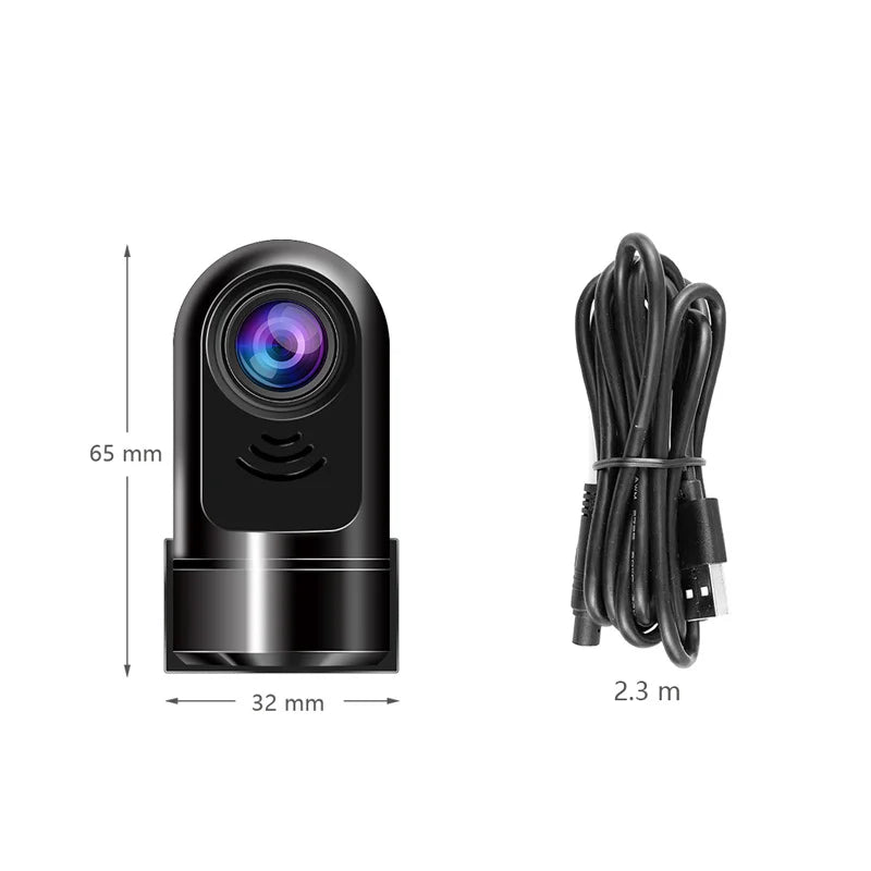 360° Rotating Mini Dashcam 1080P HD | ADAS Collision Detection & Night Vision | Loop Recording Car Camera with Time-Lapse