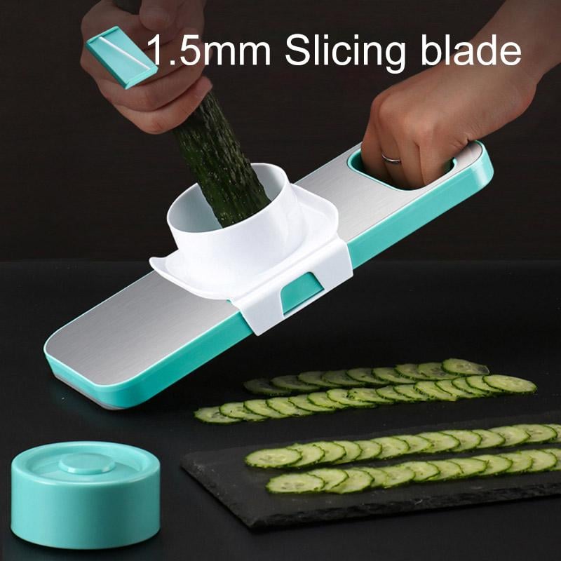 3-in-1 Vegetable Cutter Stainless Steel | 3 Interchangeable Blades & Hand Guard | Safe Slicing for Fruit & Veg 5