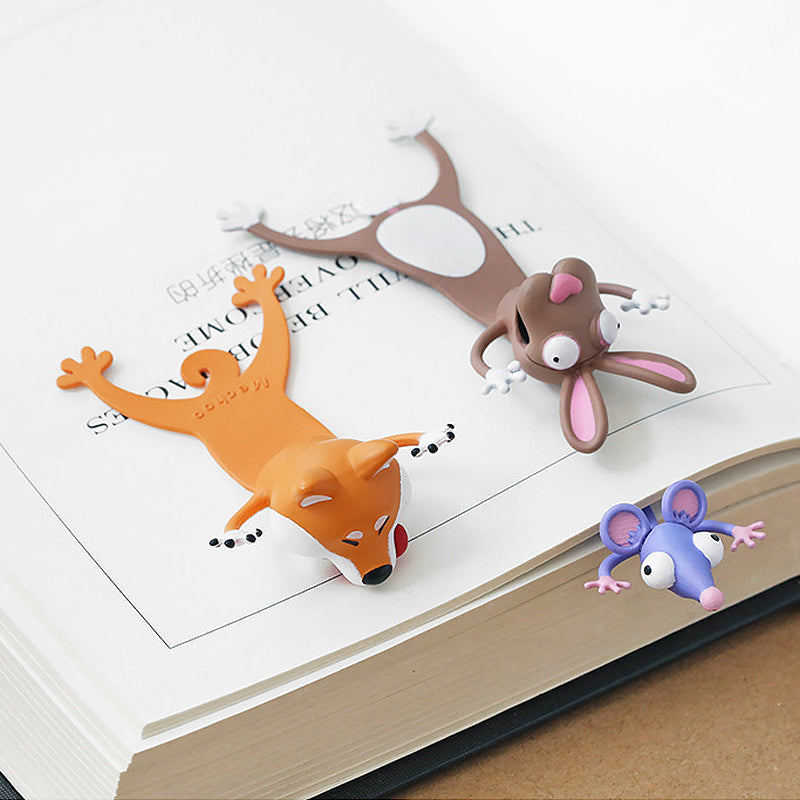 3D Animal Bookmarks PVC | Page Corner Clip, 10 Animal Styles to Choose From | Waterproof, Reusable Reading Gift