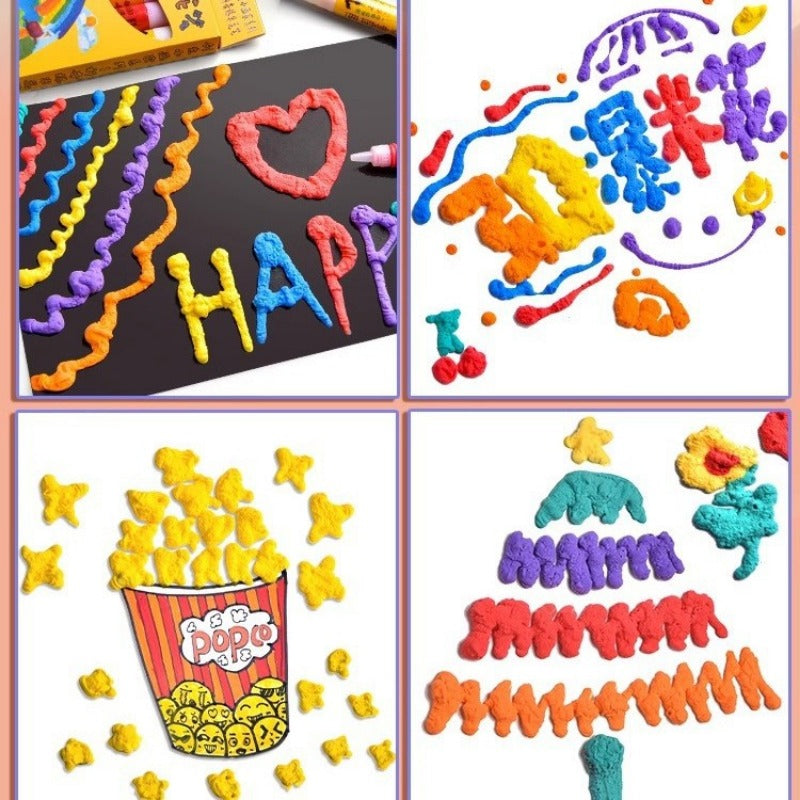 3D Bubble Pen Set 6-Count | Expanding Foam Ink Markers | Raised Textured 3D Drawing for Kids' Craft and Journaling Play