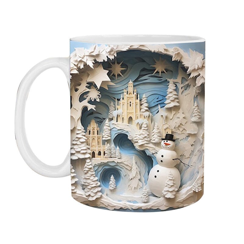 3D Christmas Hot Cocoa Mug Ceramic | Inflated Novelty Design with C-Handle | Dishwasher & Microwave Safe Festive Gift