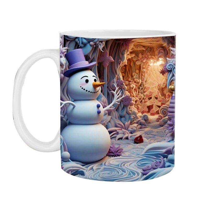 3D Christmas Hot Cocoa Mug Ceramic | Inflated Novelty Design with C-Handle | Dishwasher & Microwave Safe Festive Gift