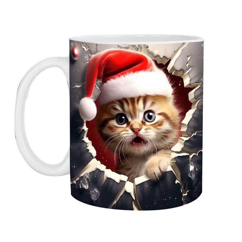 3D Christmas Hot Cocoa Mug Ceramic | Inflated Novelty Design with C-Handle | Dishwasher & Microwave Safe Festive Gift