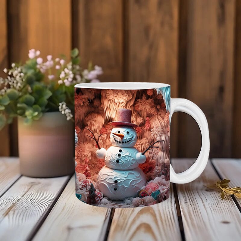 3D Christmas Hot Cocoa Mug Ceramic | Inflated Novelty Design with C-Handle | Dishwasher & Microwave Safe Festive Gift