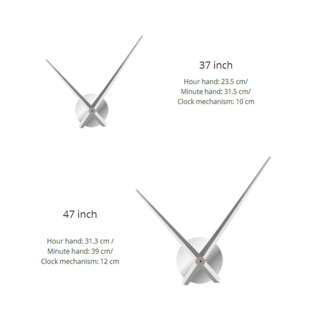 3D DIY Wall Clock Large 37in/47in | Black Silver Gold Options | Silent Quartz Movement, Easy Assembly for Home Decor