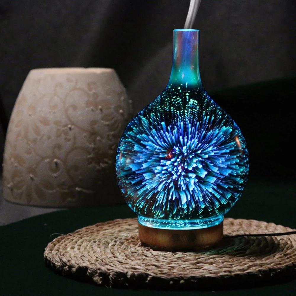3D Glass Aromatherapy Ultrasonic Diffuser | 7 LED Meteor Light Effect | 100ml Mist Capacity for Relaxing Sleep
