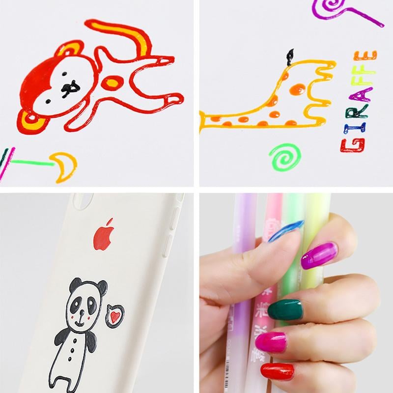 3D Pen Set Jelly Ballpoint Colourful Smooth Writing with Bubble Effect Ink