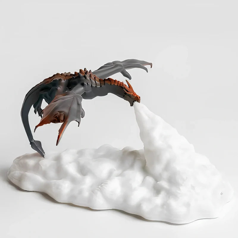 3D Printed Dragon Night Light | Flickering Flame Glow | Rechargeable Cordless USB LED, Up to 10 Hours