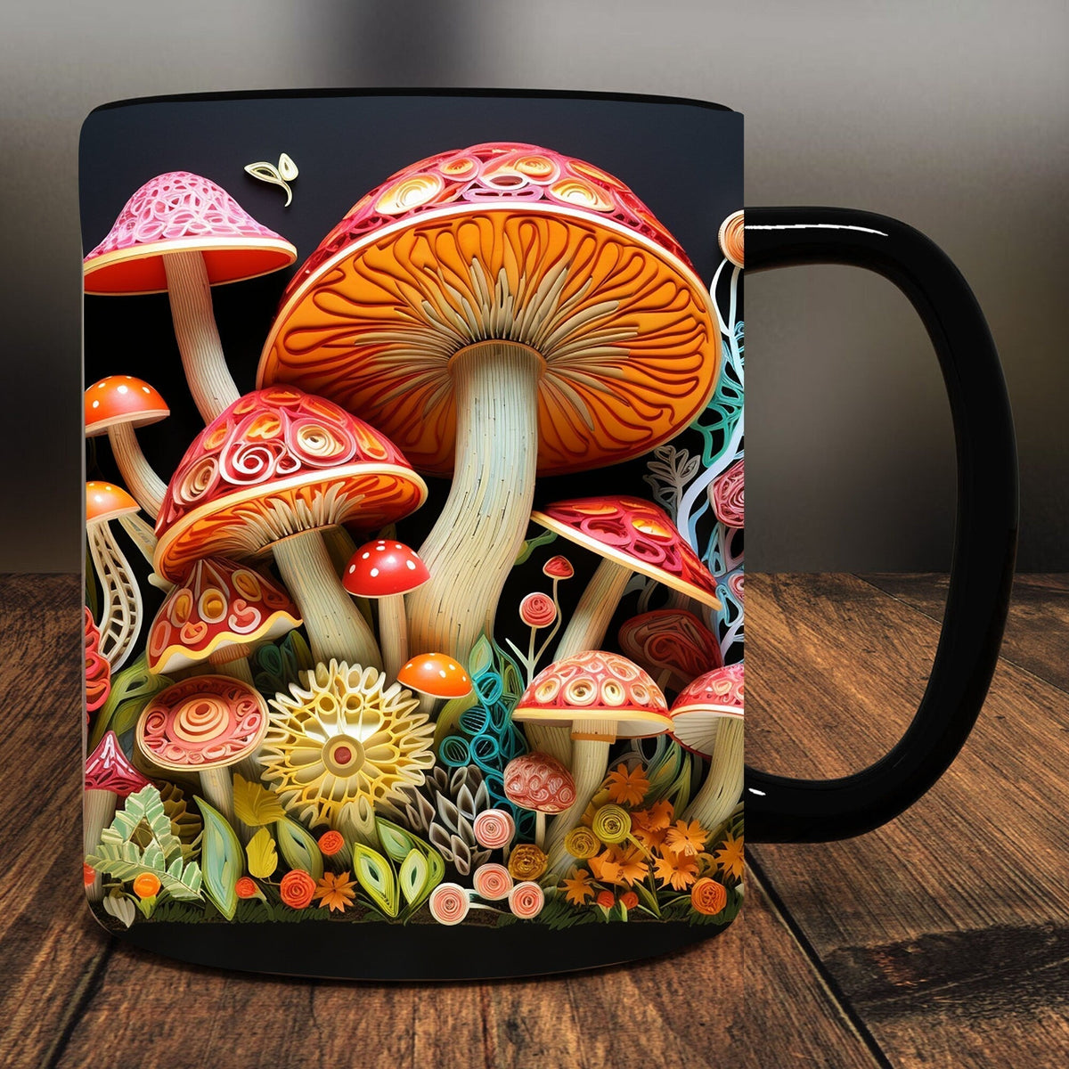 3D Sculpted Mushroom Mug Ceramic | Realistic Textured Design, Raised Relief Detail | Dishwasher and Microwave Safe for Daily Use