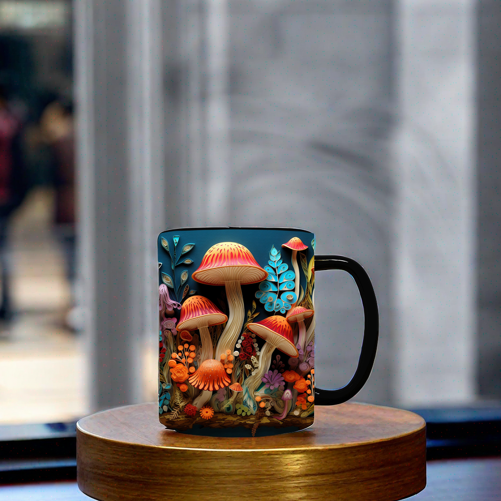 3D Sculpted Mushroom Mug Ceramic | Realistic Textured Design, Raised Relief Detail | Dishwasher and Microwave Safe for Daily Use