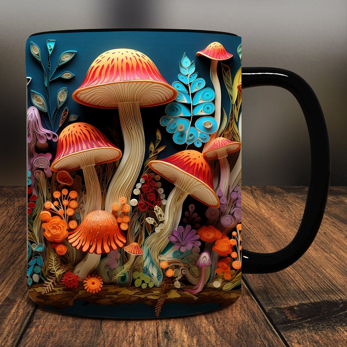 3D Sculpted Mushroom Mug Ceramic | Realistic Textured Design, Raised Relief Detail | Dishwasher and Microwave Safe for Daily Use