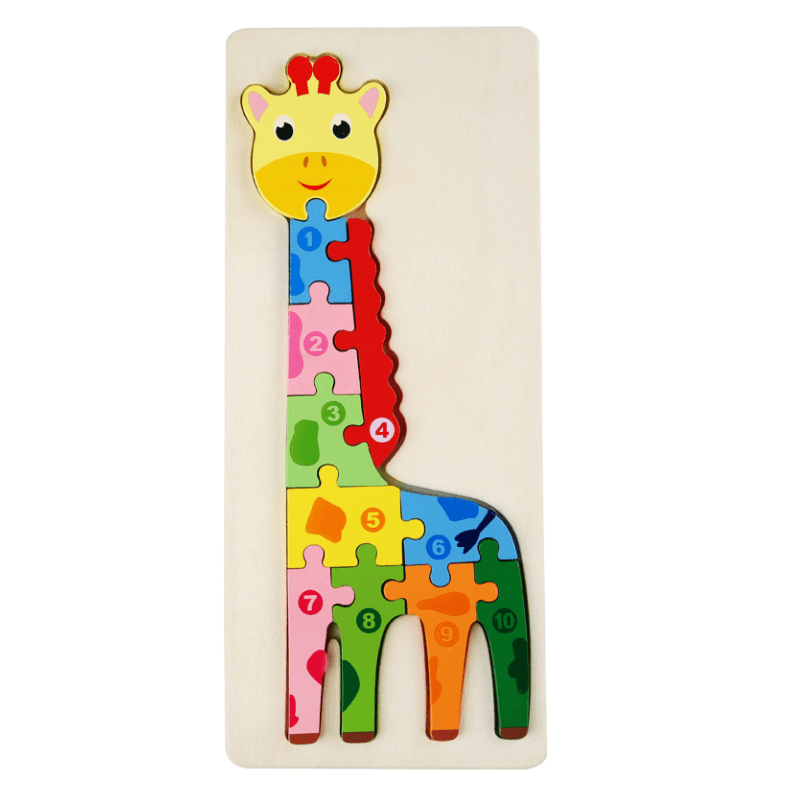 3D Wooden Animal Puzzle | Chunky Grab-and-Place Pieces | Builds Fine Motor Skills and Shape Recognition for Kids