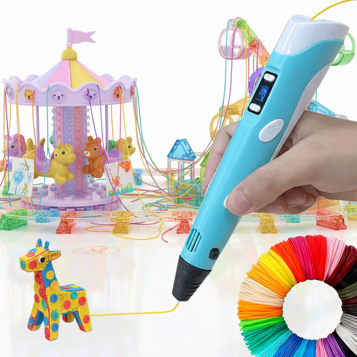 3D Printing Pen | Adjustable Temperature & Speed Control | 100m PLA Filament Included for Creative Drawing and Craft Projects 15