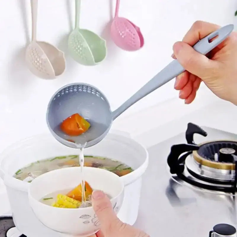 Straining Ladle Spoon | 3-in-1 Scoop, Strain & Serve Tool | Heat-Resistant, Non-Stick Safe Kitchen Ladle for Pasta & Dumplings 3