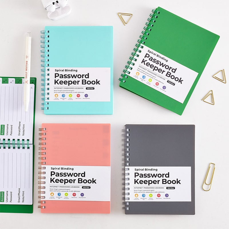 Password Book Coil Bound A6 Portable PP Cover with Alphabetical Index Tabs 3