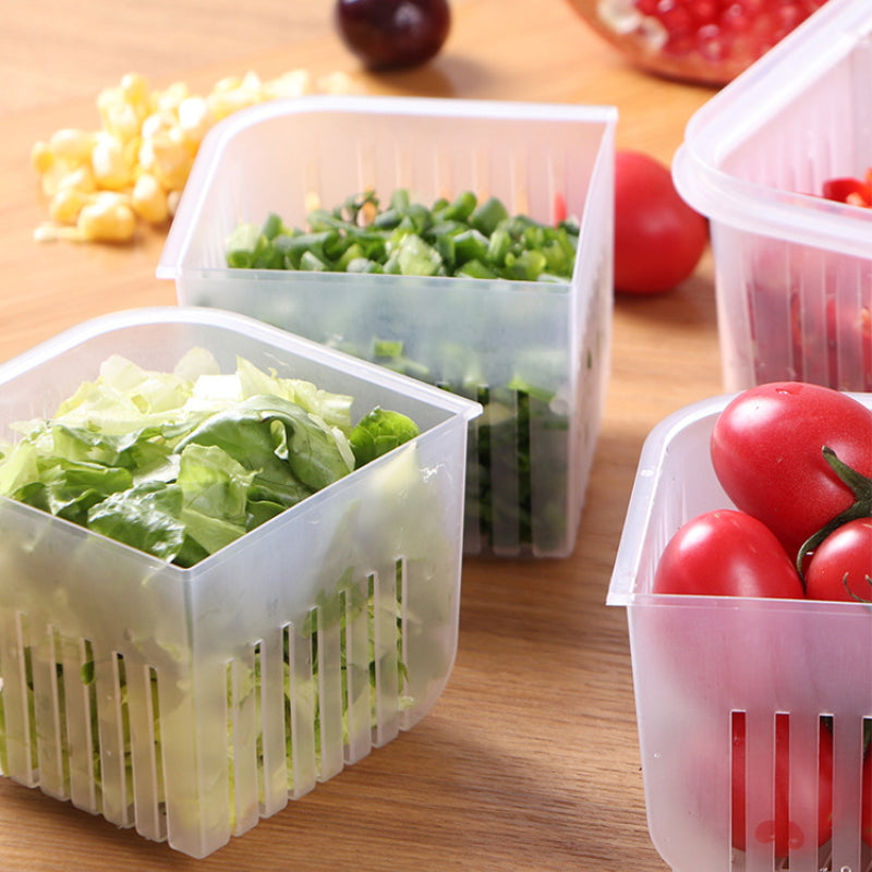 4 in 1 Food Storage Box PP Plastic | 4 Separate Compartments with Filter Layer | Microwave, Dishwasher and Freezer Safe