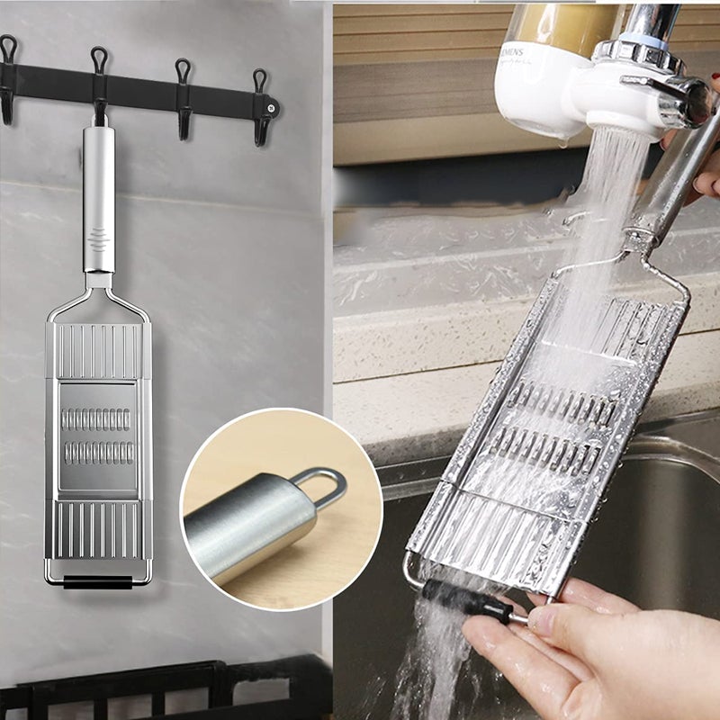 4-in-1 Multifunctional Grater Stainless Steel | Interchangeable Slice, Shred & Grate Blades | Dishwasher Safe & Rust Resistant