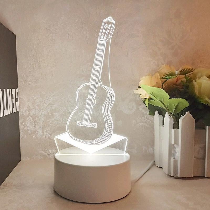 Guitar Night Light 3D LED Touch Button USB Powered with 7 Colour Modes 3